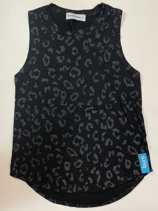 Burn Boot Camp Tops - Burn Boot Camp Black on Black Leopard Print Muscle Tank Size XS